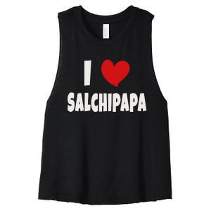 Colombian Food Lover Colombia I Love Salchipapa Women's Racerback Cropped Tank