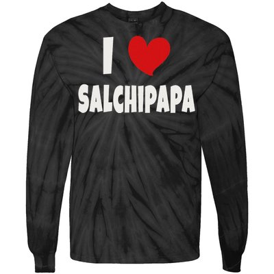 Colombian Food Lover Colombia I Love Salchipapa Tie-Dye Long Sleeve Shirt