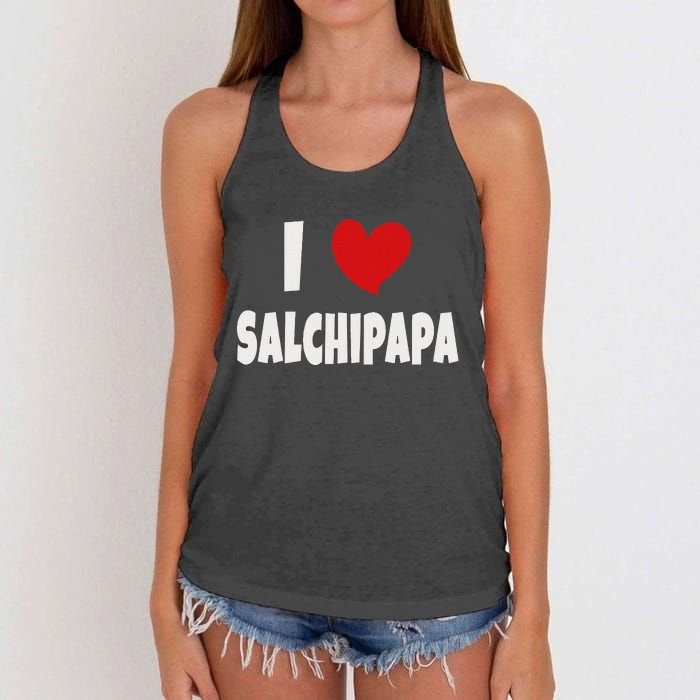 Colombian Food Lover Colombia I Love Salchipapa Women's Knotted Racerback Tank