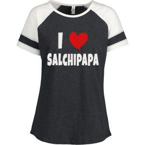 Colombian Food Lover Colombia I Love Salchipapa Enza Ladies Jersey Colorblock Tee