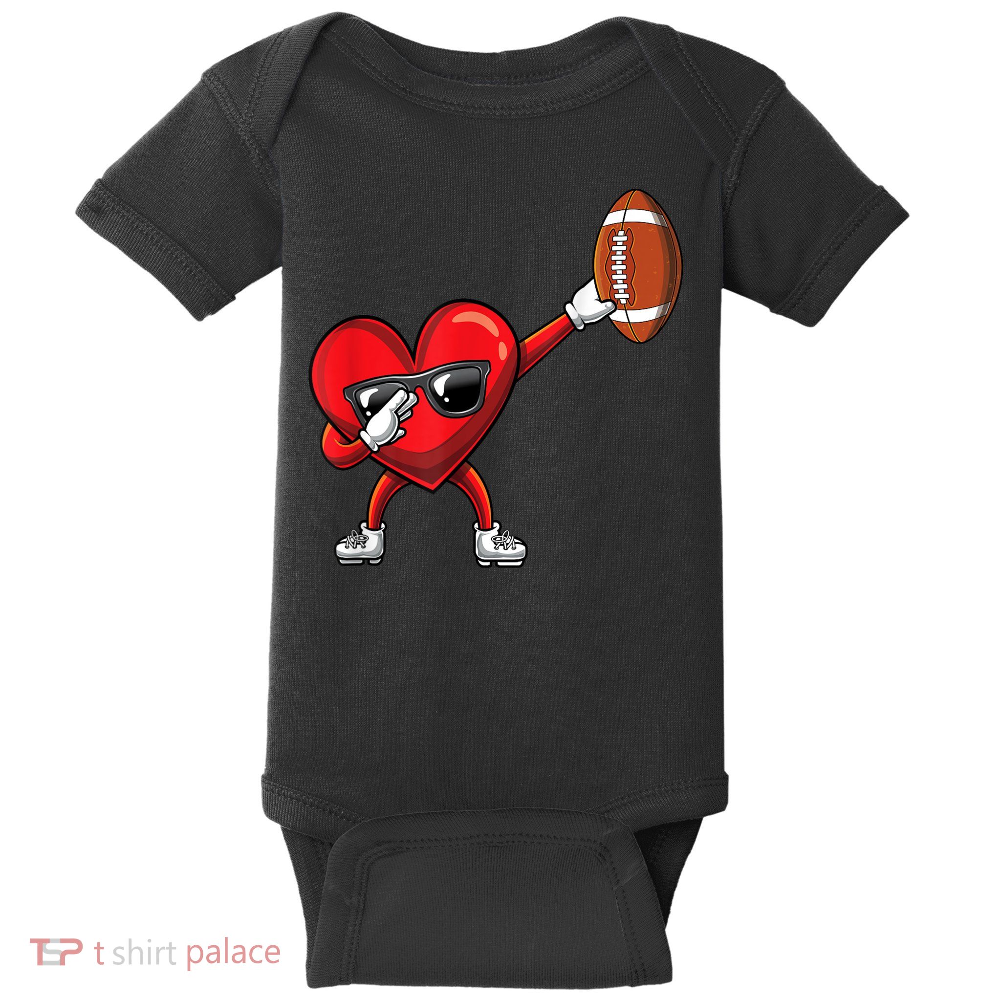 Cute Football Lover Heart Dabbing Valentines Day Gift Baby Bodysuit