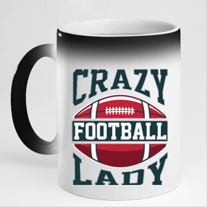 Crazy Football Lady Rugby Graphic 11oz Black Color Changing Mug