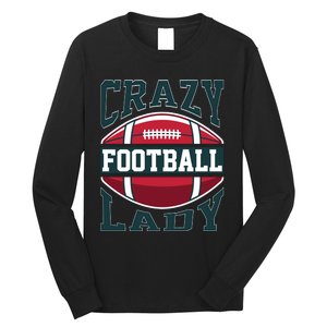 Crazy Football Lady Rugby Graphic Long Sleeve Shirt