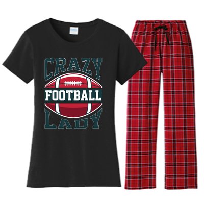 Crazy Football Lady Rugby Graphic Women's Flannel Pajama Set