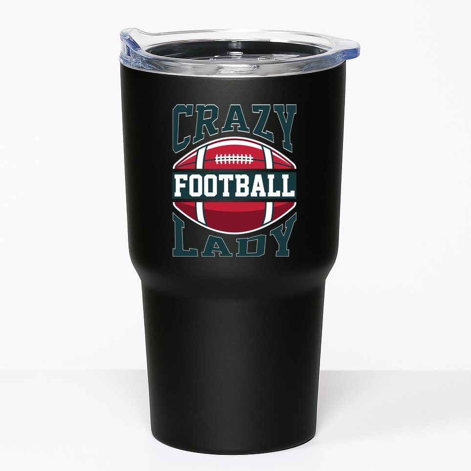 Crazy Football Lady Rugby Graphic Tumbler