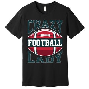 Crazy Football Lady Rugby Graphic Premium T-Shirt