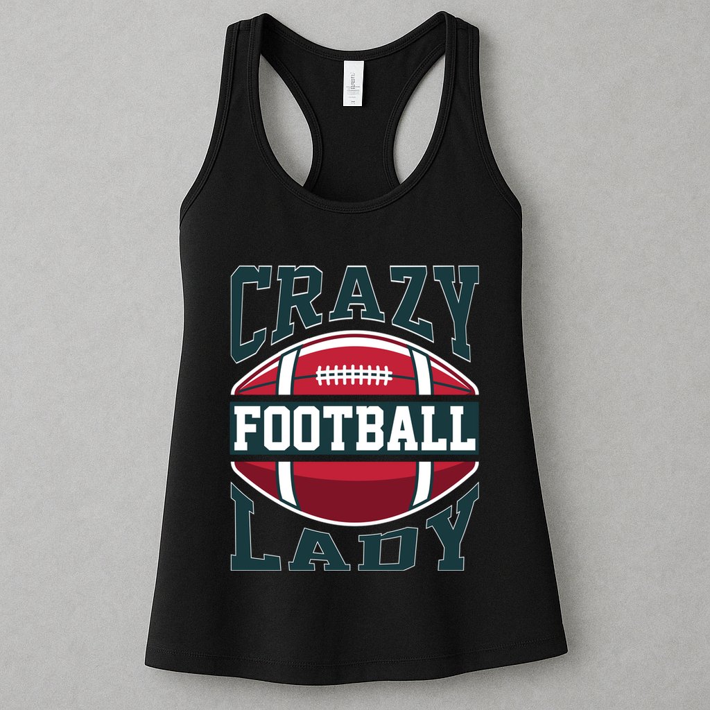 Crazy Football Lady Rugby Graphic Womens Tank Top