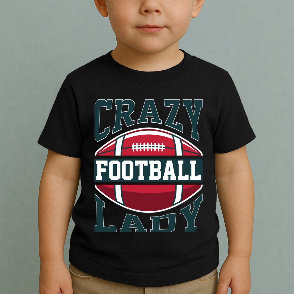 Crazy Football Lady Rugby Graphic Toddler T-Shirt