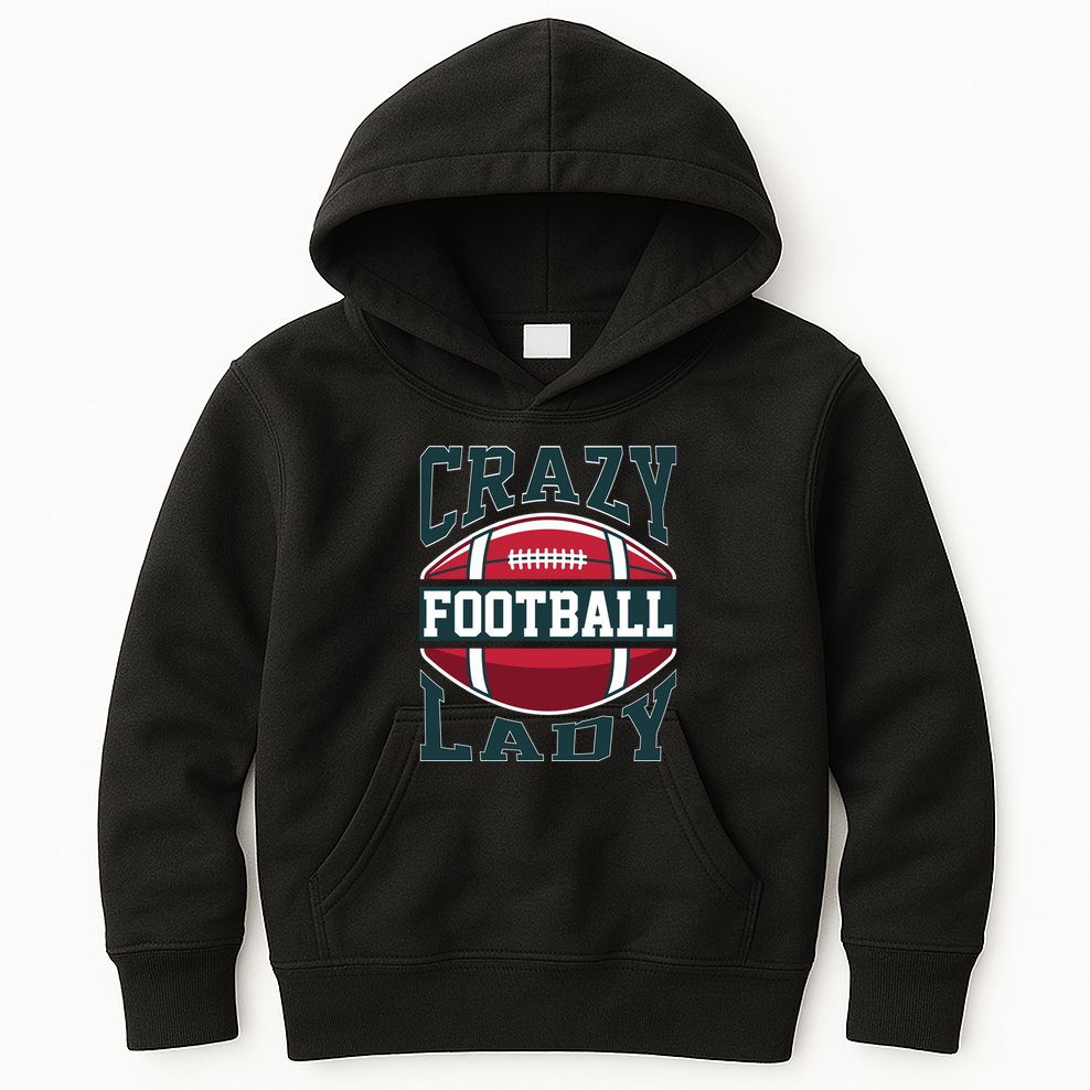 Crazy Football Lady Rugby Graphic Kids Hoodie