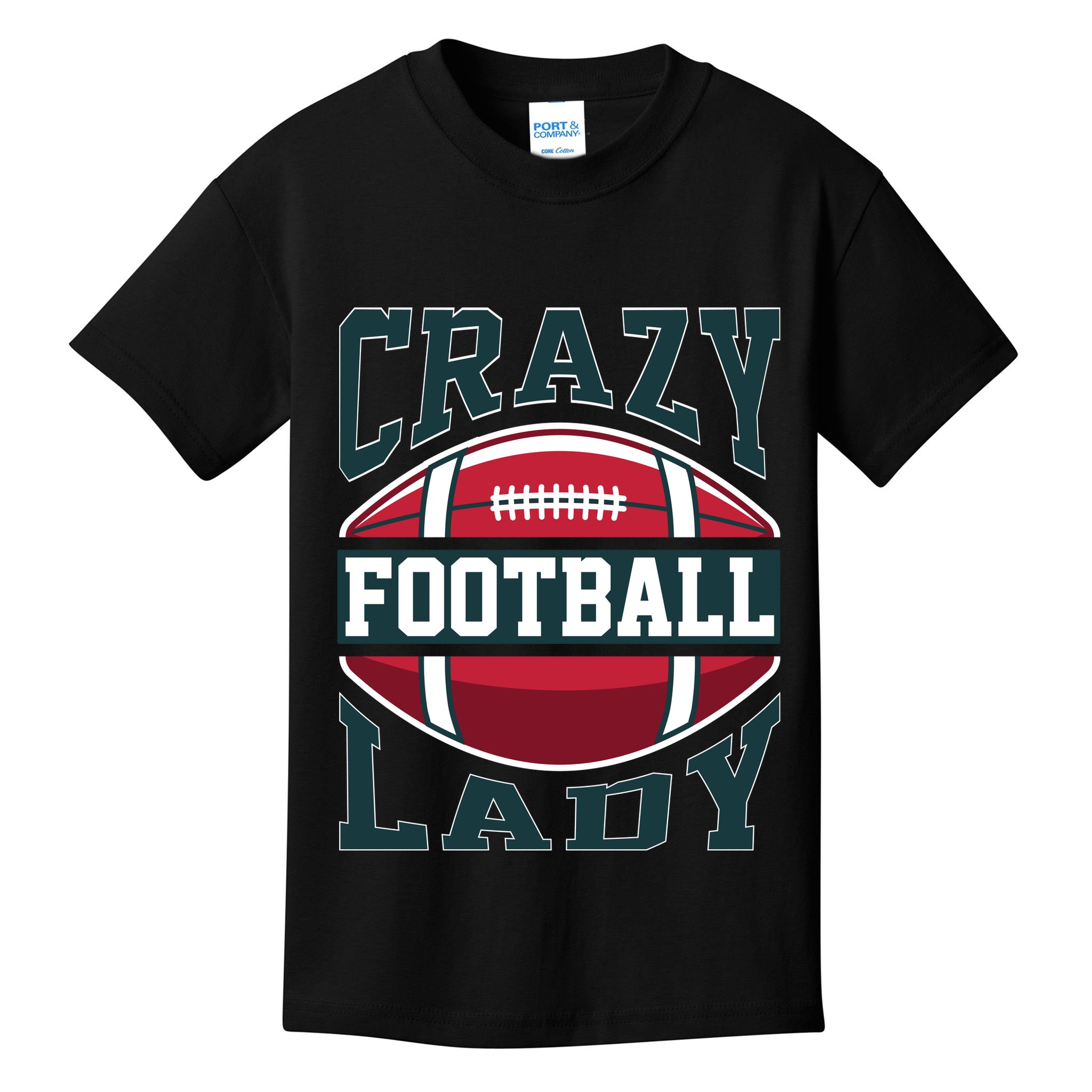 Crazy Football Lady Rugby Graphic Kids T-Shirt