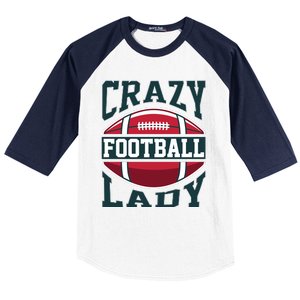 Crazy Football Lady Rugby Graphic Baseball Sleeve Shirt