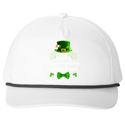 Crime Fighting Leprechaun St Patricks Day Police Officer Cop Funny Gift Snapback Five-Panel Rope Hat