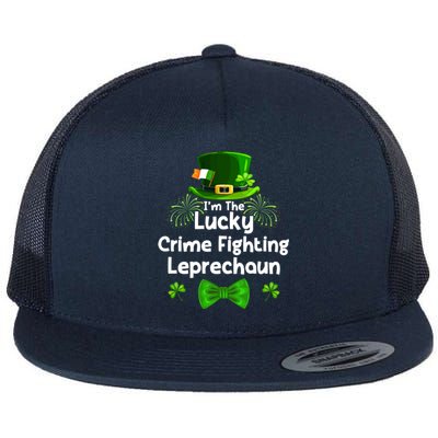 Crime Fighting Leprechaun St Patricks Day Police Officer Cop Funny Gift Flat Bill Trucker Hat