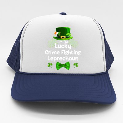 Crime Fighting Leprechaun St Patricks Day Police Officer Cop Funny Gift Trucker Hat