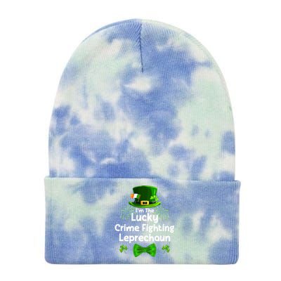 Crime Fighting Leprechaun St Patricks Day Police Officer Cop Funny Gift Tie Dye 12in Knit Beanie