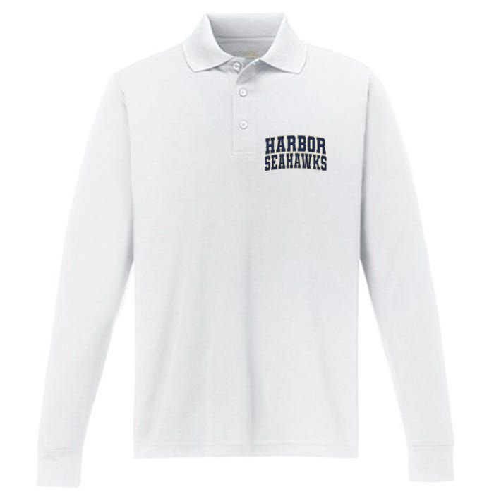 College Fever Los Angeles Harbor College Seahawks 01 Performance Long Sleeve Polo