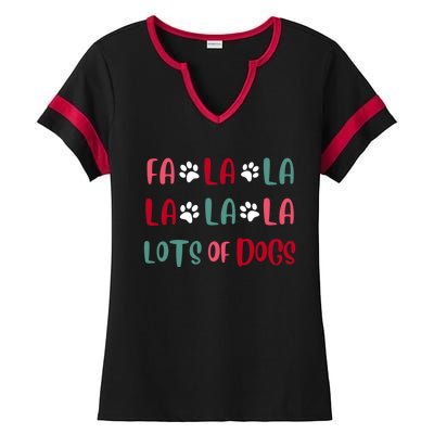 Cute Fa La La Lots Of Dogs Christmas Dog Love Xmas Ladies Halftime Notch Neck Tee