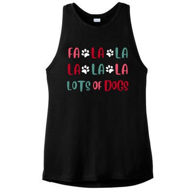 Cute Fa La La Lots Of Dogs Christmas Dog Love Xmas Ladies PosiCharge Tri-Blend Wicking Tank