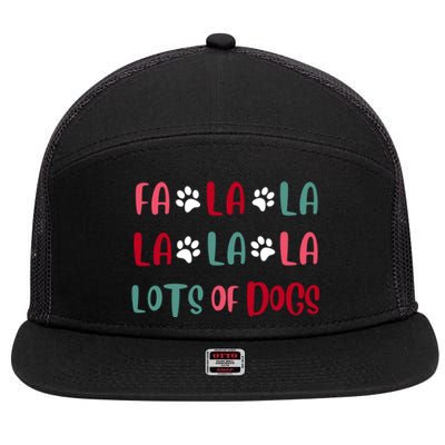 Cute Fa La La Lots Of Dogs Christmas Dog Love Xmas 7 Panel Mesh Trucker Snapback Hat