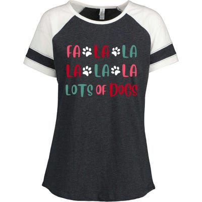 Cute Fa La La Lots Of Dogs Christmas Dog Love Xmas Enza Ladies Jersey Colorblock Tee