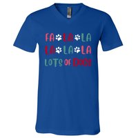 Cute Fa La La Lots Of Dogs Christmas Dog Love Xmas V-Neck T-Shirt