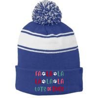 Cute Fa La La Lots Of Dogs Christmas Dog Love Xmas Stripe Pom Pom Beanie