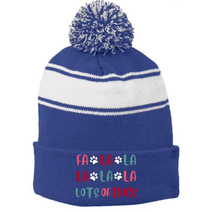 Cute Fa La La Lots Of Dogs Christmas Dog Love Xmas Stripe Pom Pom Beanie