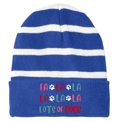 Cute Fa La La Lots Of Dogs Christmas Dog Love Xmas Striped Beanie with Solid Band