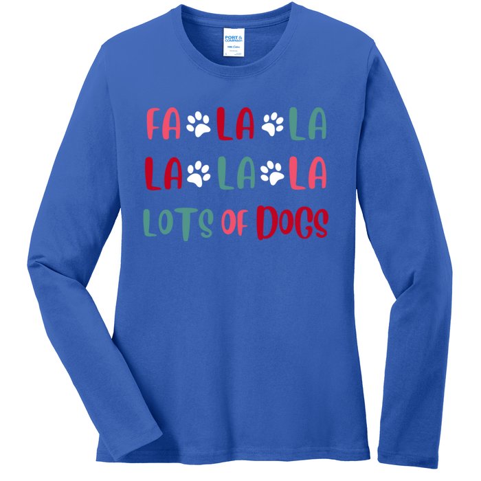 Cute Fa La La Lots Of Dogs Christmas Dog Love Xmas Ladies Long Sleeve Shirt