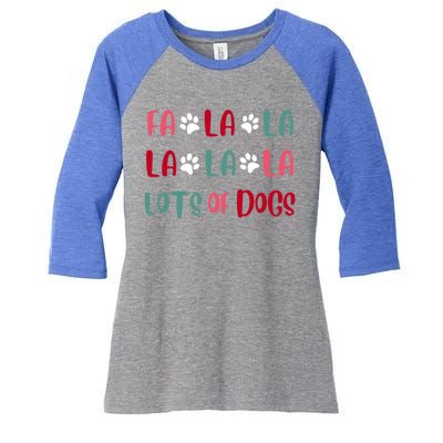 Cute Fa La La Lots Of Dogs Christmas Dog Love Xmas Women's Tri-Blend 3/4-Sleeve Raglan Shirt