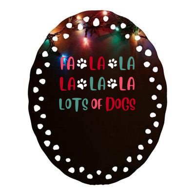 Cute Fa La La Lots Of Dogs Christmas Dog Love Xmas Ceramic Oval Ornament