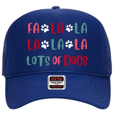 Cute Fa La La Lots Of Dogs Christmas Dog Love Xmas High Crown Mesh Back Trucker Hat