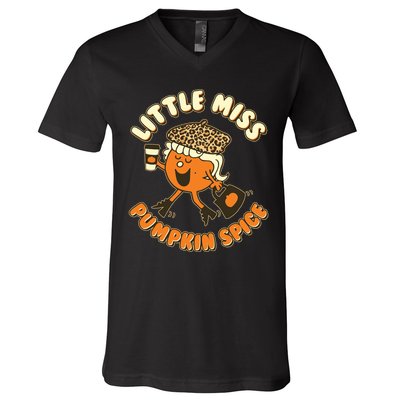 Cute Funny Little Miss Pumpkin Spice V-Neck T-Shirt