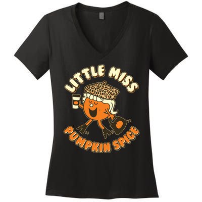 Cute Funny Little Miss Pumpkin Spice Women's V-Neck T-Shirt