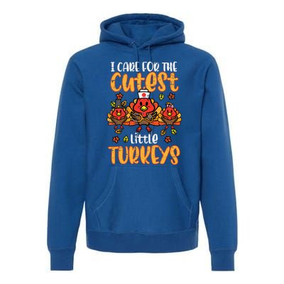 Care For Little Turkeys Nurse Fall Thanksgiving Premium Hoodie