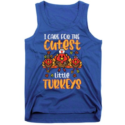 Care For Little Turkeys Nurse Fall Thanksgiving Tank Top