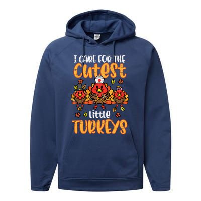 Care For Little Turkeys Nurse Fall Thanksgiving Performance Fleece Hoodie