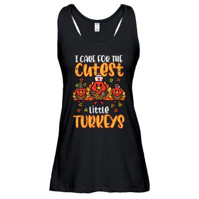 Care For Little Turkeys Nurse Fall Thanksgiving Ladies Essential Flowy Tank