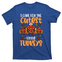 Care For Little Turkeys Nurse Fall Thanksgiving Scrub Top Gift T-Shirt