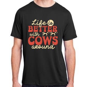 Cow Farmer Life Is Better Funny Cattle Farming Rancher Adult ChromaSoft Performance T-Shirt