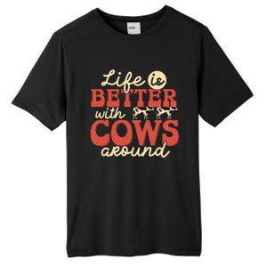 Cow Farmer Life Is Better Funny Cattle Farming Rancher Tall Fusion ChromaSoft Performance T-Shirt