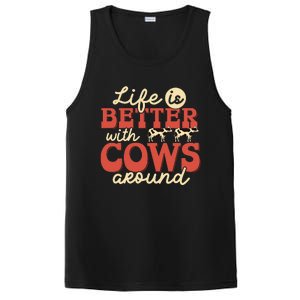 Cow Farmer Life Is Better Funny Cattle Farming Rancher PosiCharge Competitor Tank