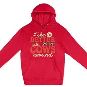 Cow Farmer Life Is Better Funny Cattle Farming Rancher Premium Pullover Hoodie