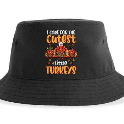 Care For Little Turkeys Nurse Fall Thanksgiving Sustainable Bucket Hat