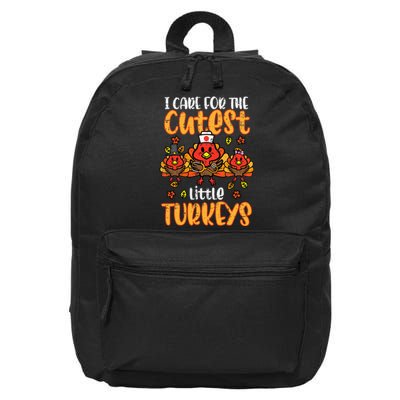 Care For Little Turkeys Nurse Fall Thanksgiving 16 in Basic Backpack