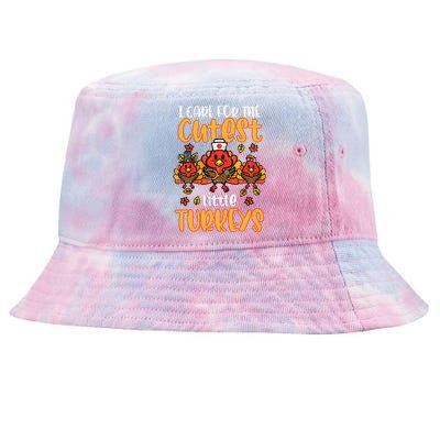 Care For Little Turkeys Nurse Fall Thanksgiving Tie-Dyed Bucket Hat