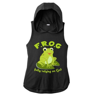 Christian Frog Lover Ladies PosiCharge Tri-Blend Wicking Draft Hoodie Tank