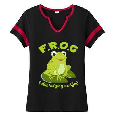 Christian Frog Lover Ladies Halftime Notch Neck Tee