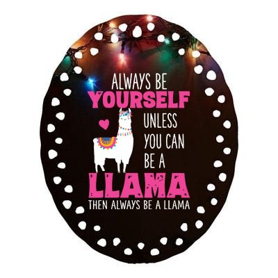 Cute Funny Llama Llamas Lover Girl Ceramic Oval Ornament