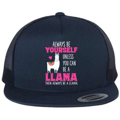 Cute Funny Llama Llamas Lover Girl Flat Bill Trucker Hat